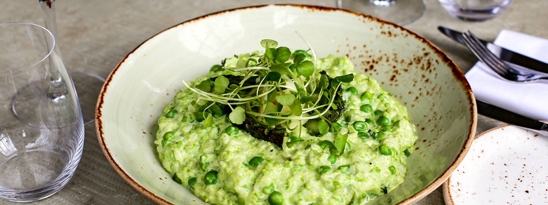 pea mint risotto york and albany recipe