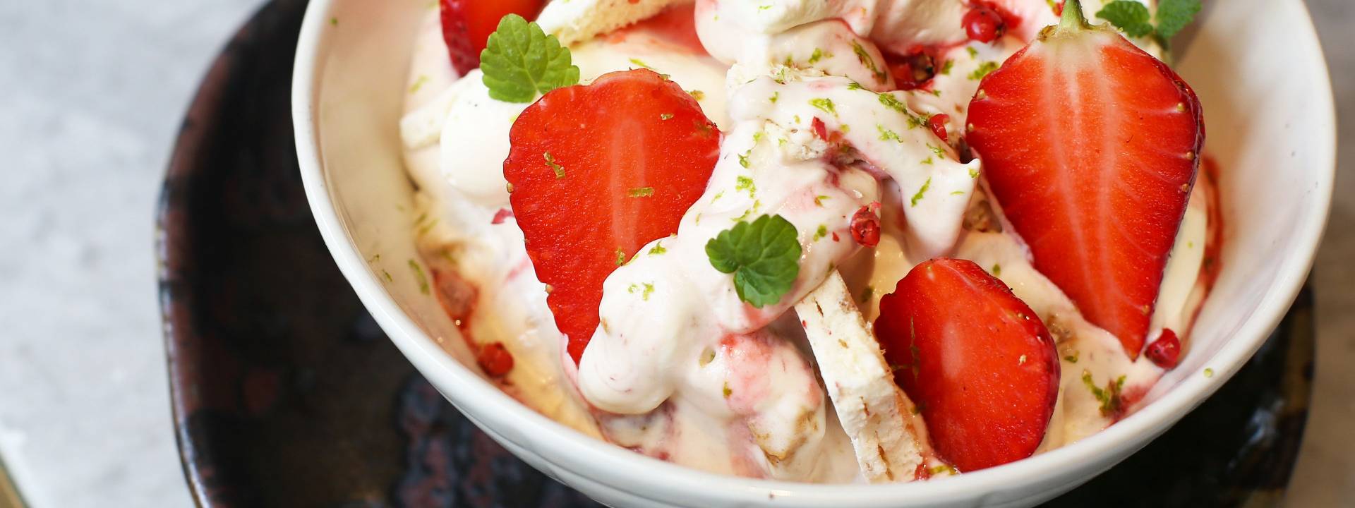 Strawberry and pink peppercorn eton mess